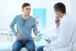 urologist and patient talking during urology appointment 